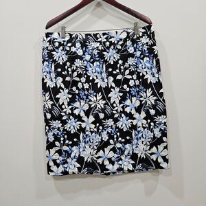 Talbots Womens Floral Skirt Plus 16W Black Blue Fairy Grunge Romantic Feminine